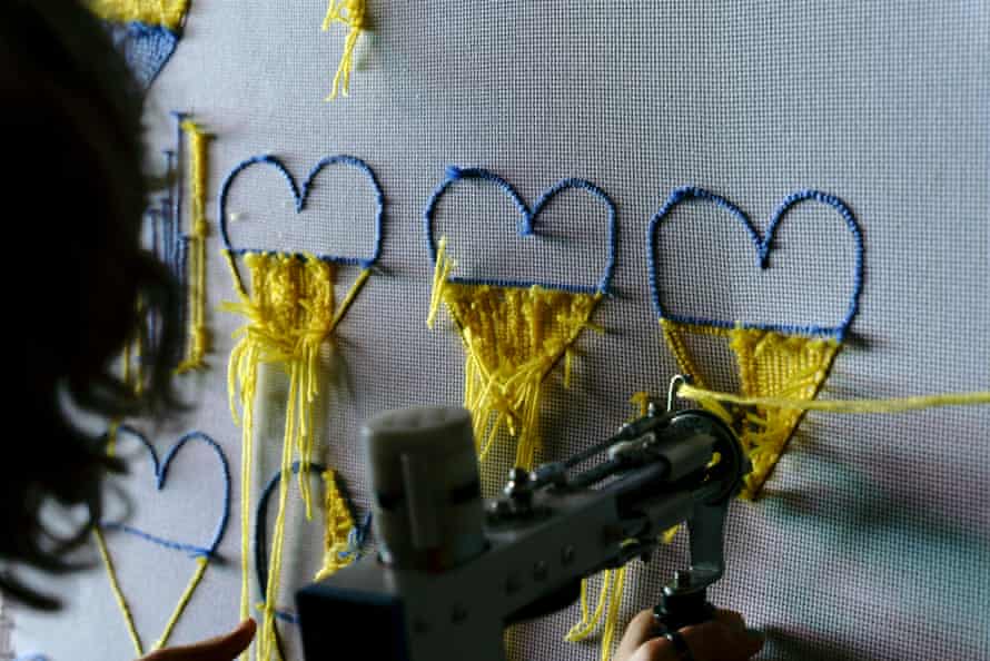 A tufting gun at a workshop run by Odesa rug-making outfit Thugs Rugs.