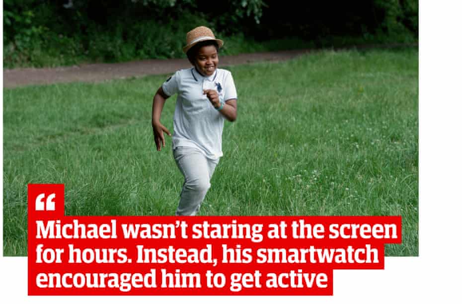 Connected and protected: how a smartwatch gave my child independence 3 Picture of Michael running, with quote: “Michael wasn’t staring at the screen for hours. Instead, his smartwatch encouraged him to get active”
