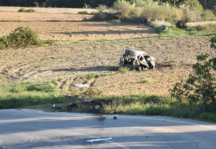 The wreckage of the car belonging to Daphne Caruana Galizia.