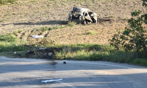 The wreckage of Caruana Galizia’s car.