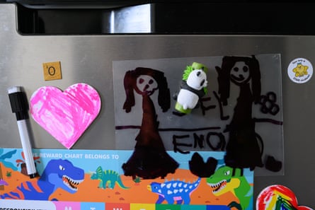Children’s drawings on a fridge