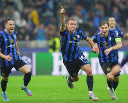 Inter vs Barcelona - Uefa Champions League 2024/2025, Italy, Milan - 06 May 2025<br>Mandatory Credit: Photo by Spada/LaPresse/REX/Shutterstock (15287116dm)
Inter Milan's Davide Frattesi celebrates after scoring goal 4 -3 during the Uefa Champions League soccer match between Inter and Barcelona at San Siro Stadium in Milan , North Italy - Tuesday May 06, 2025 . Sport - Soccer
Inter vs Barcelona - Uefa Champions League 2024/2025, Italy, Milan - 06 May 2025