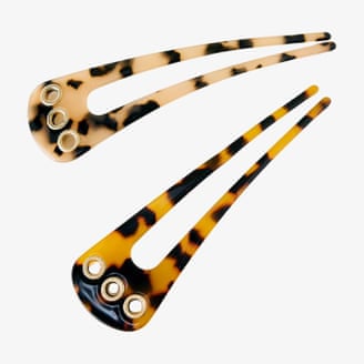 Anthropologie Eyelet resin hair pins.