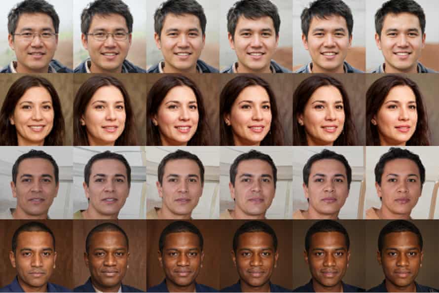 A few of the generated faces that were used to test Twitter’s image cropping algorithm