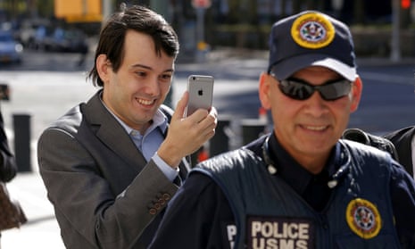 Martin Shkreli arrives for a hearing at US federal court in Brooklyn on 14 October.