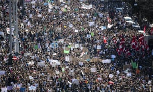 Students take part in a climate crisis rally in Rome