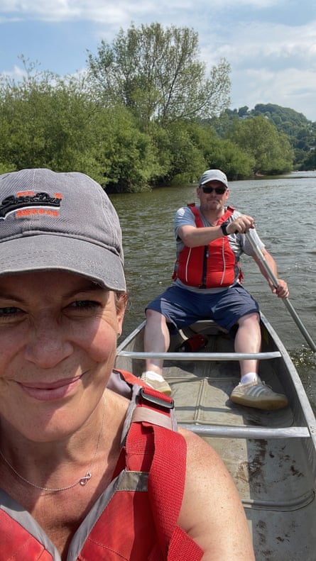 Louise Hirons and her husband in a canoe