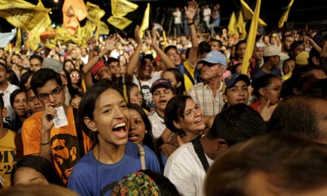 Supporters of the conservative opposition MUD coalition at a rally in Caracas.