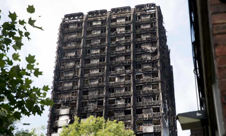 The wreckage of the Grenfell Tower in London following the devastating fire in June.