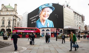 Piccadilly Circus screens show an image of the Queen the morning after the death of Queen Elizabeth II.