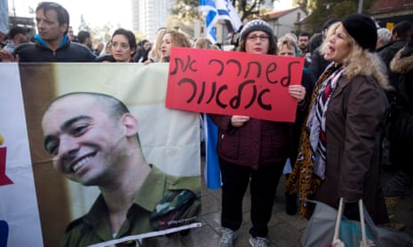 Supporters of Elor Azaria outside the Kirya base in Tel Aviv, Israel.