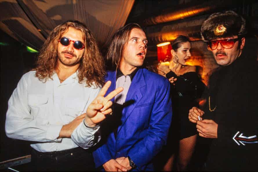 Rave country ‘face’ Anton Le Pirate, left, with friends