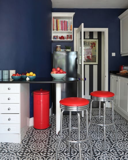 Inner visions: the compact kitchen, with its bold tones.