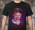 The face of Kyle Craven, stock image model, on a black T-shirt