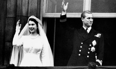 Princess Elizabeth and Prince Philip on their wedding day in November 1947.
