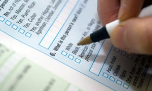 A sample US Census form is seen in New York.