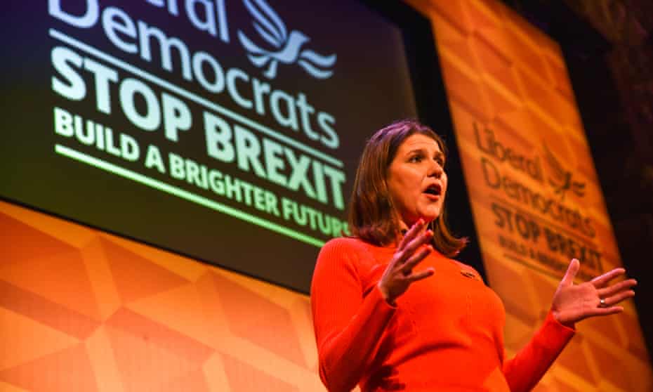 Jo Swinson. leader of the Liberal Democrats, at a ‘Rally for the Future’ in November.