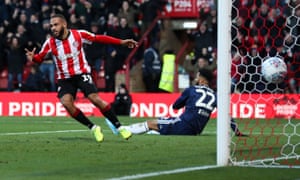 Bryan Mbeumo wheels away after scoring the only goal in Brentford’s win over Fulham on Saturday.