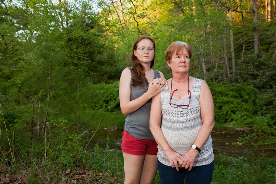Bent Mountain, Virginia May 13 - Red and Minor, mother and daughter pipeline protesters, stand in front of Bottom Creek, one of the many pristine waterways they fought to save from the Mountain Valley Pipeline.