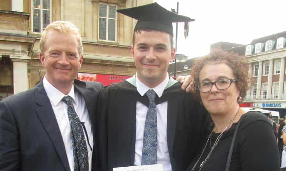Jack Ritchie, pictured with his parents Charles and Liz, started using fix-odds betting terminals when he was about 16.