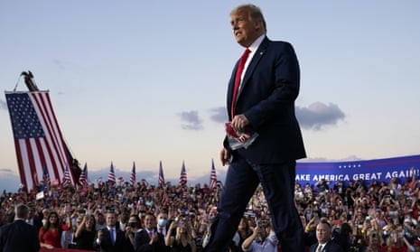Donald Trump<br>President Donald Trump arrives for a campaign rally at Orlando Sanford International Airport, Monday, Oct. 12, 2020, in Sanford, Fla. (AP Photo/Evan Vucci)