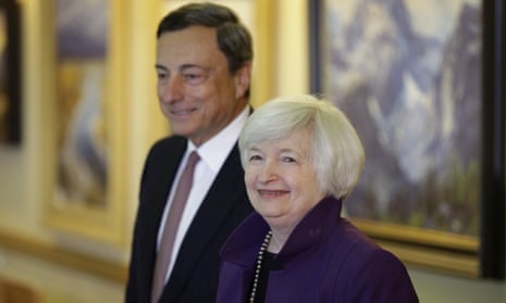 Janet Yellen and Mario Draghi at 2014’s Jackson Hole event in Wyoming