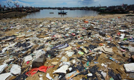 Rubbish-strewn beach China