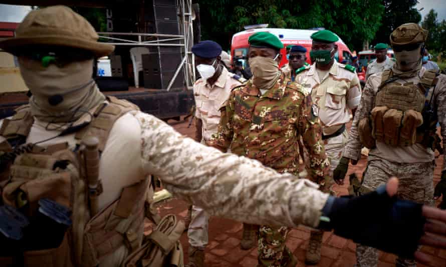 The Mali coup leader, Col Assimi Goita (centre), was trained by France, Germany and the US