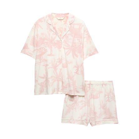 M&S Soft Touch Printed Revere Shortie Set