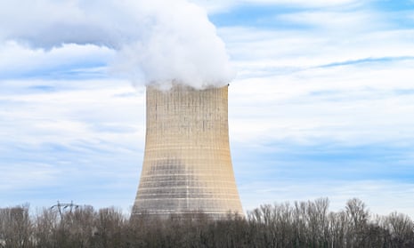 Steam billows from the cooling tower of the Golfech nuclear power plant in the Occitanie region of France