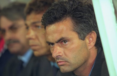 José Mourinho the Benfica coach during the Uefa Cup first round second leg 2-2 draw against Halmstads at the Stadium of Light, in Lisbon, Portugal on 28 September 2000.