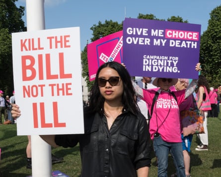 Supporters and opponents of assisted dying gathered in Parliament Square in 2025