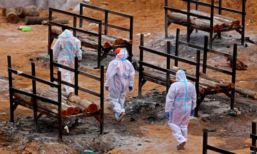 Funeral pyres on the outskirts of Bangalore, India, in May 2021.