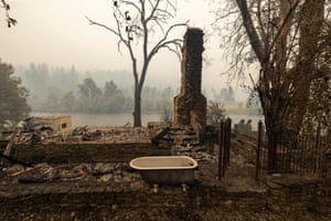 A river-front property destroyed in the blaze
