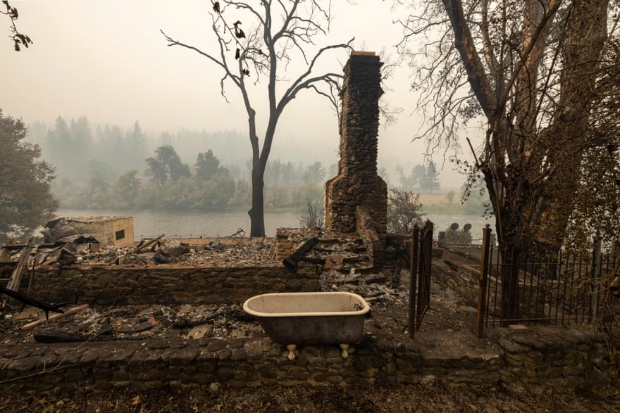 River-front property in the community of Klamath River left in ruins after it burned in the McKinney Fire.