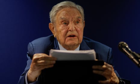 George Soros speaking on day two of the World Economic Forum in Davos on Tuesday.