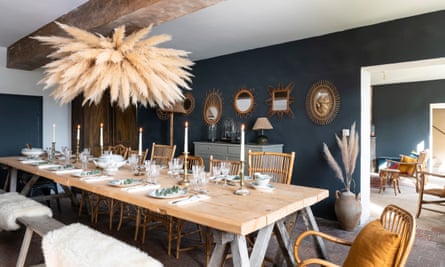 Come dine with me: wood from the old roof was made into a 16-seater dining table.