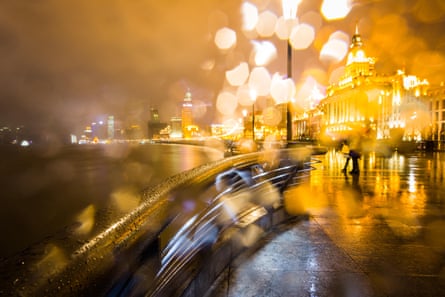 Rain on the Shanghai waterfront.