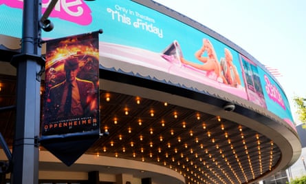 Advertisements for Oppenheimer and Barbie in Los Angeles