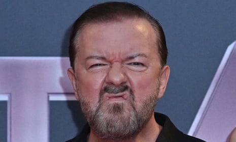 A rebellious pose … Ricky Gervais.