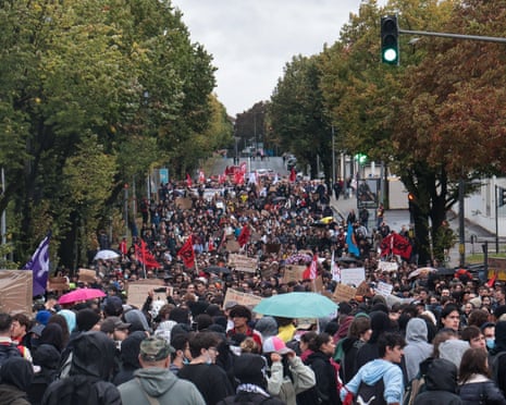 High school students gathered in the Laennec district of Bron, France.