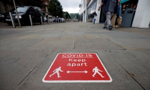 Social distancing sign in Blackburn town centre