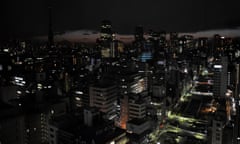 A dimly lit Tokyo at night, March 2011