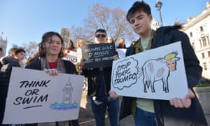Students from Graveney School in Tooting, south London, join the protest in Westminster.