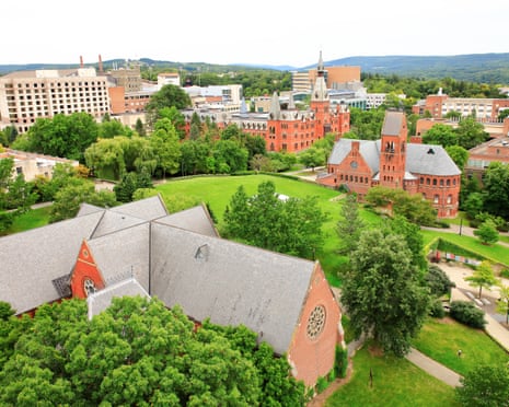 high angle view of a university campus