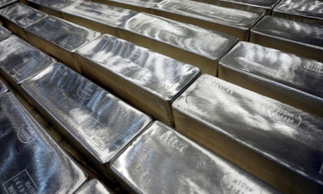 Silver bars pictured in Silver Bullion’s vault in Singapore