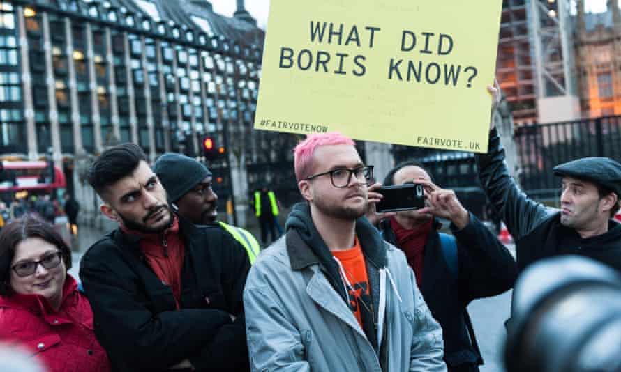 Shahmir Sanni and Chris Wylie at a demonstration in Parliament Square on 29 March, 2018, the year anniversary of triggering article 50.