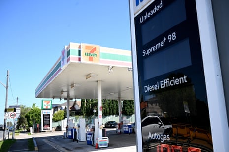 A petrol station with price signage blacked out at Rockdale in Sydney on Wednesday.