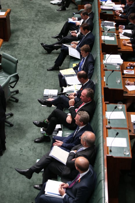 The government front bench during question time sans Julie Bishop.