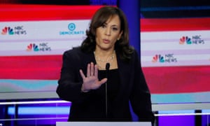 Kamala Harris speaks during the second night of the first Democratic candidates debate in Miami.